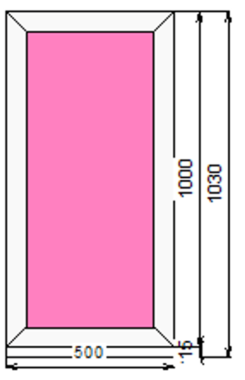 Пластиковое окно  1000 х 500 ТермА Эко с глухой створкой