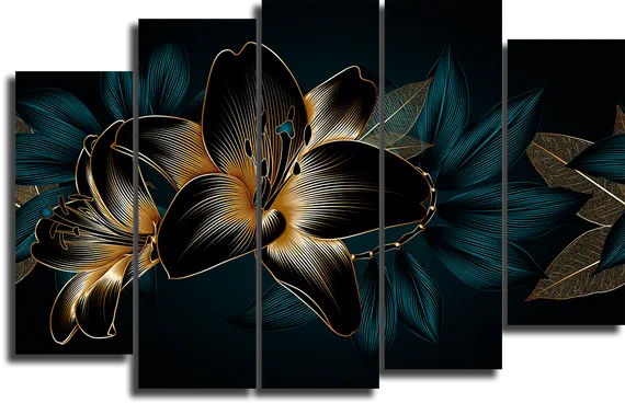 Модульная картина "Абстрактные цветы"