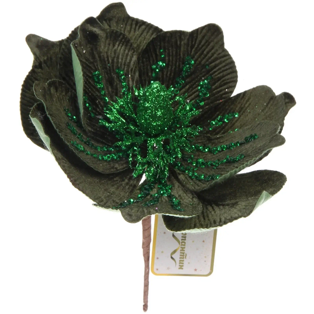 Украшение новогоднее «Пуансеттия - Ночное сияние» 25 см, Изумруд