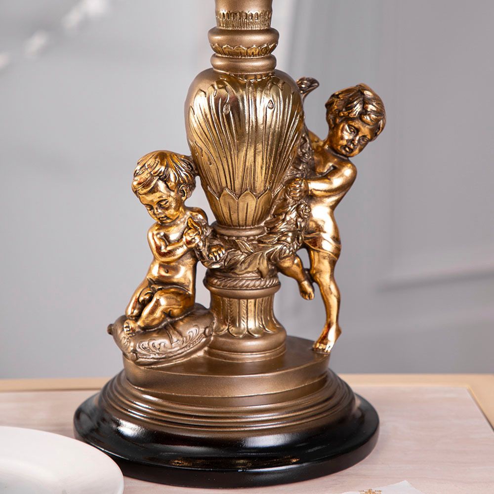 Фруктовница Путти Бронза со стеклянной чашей