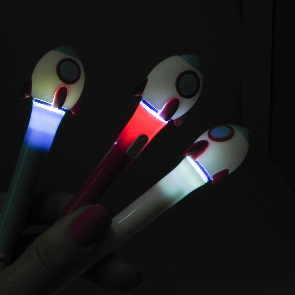 Ручка шариковая Alingar, " Ракета ", 0,7 мм, синяя, с подсветкой, круглый, цветной, пластиковый корпус, карт. уп.