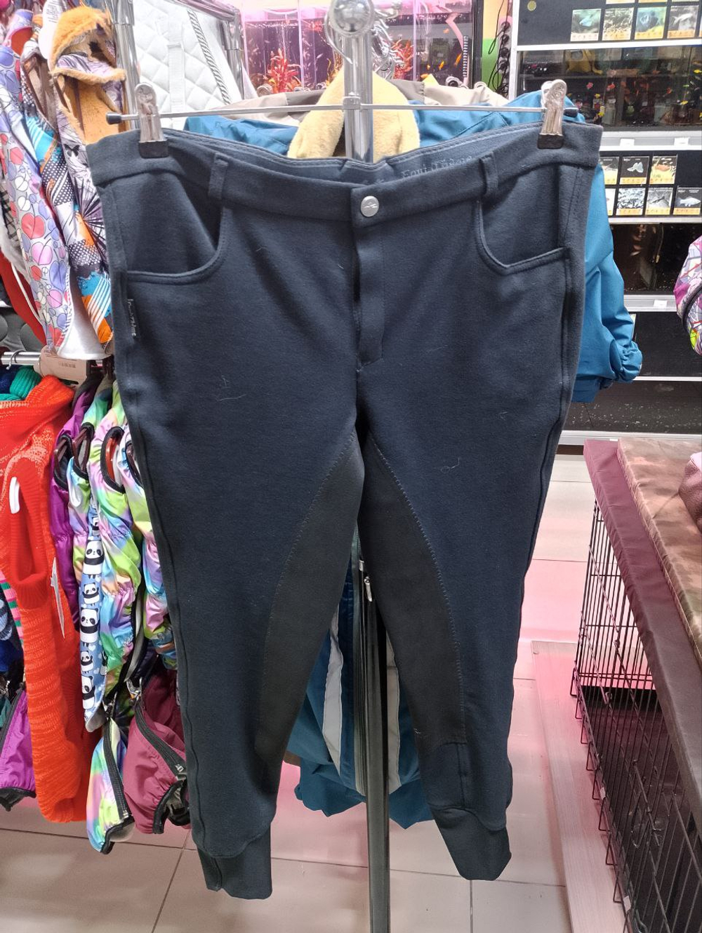 EQUITHEME Бриджи для верховой езды мужские с полной леей, черные, размер 48