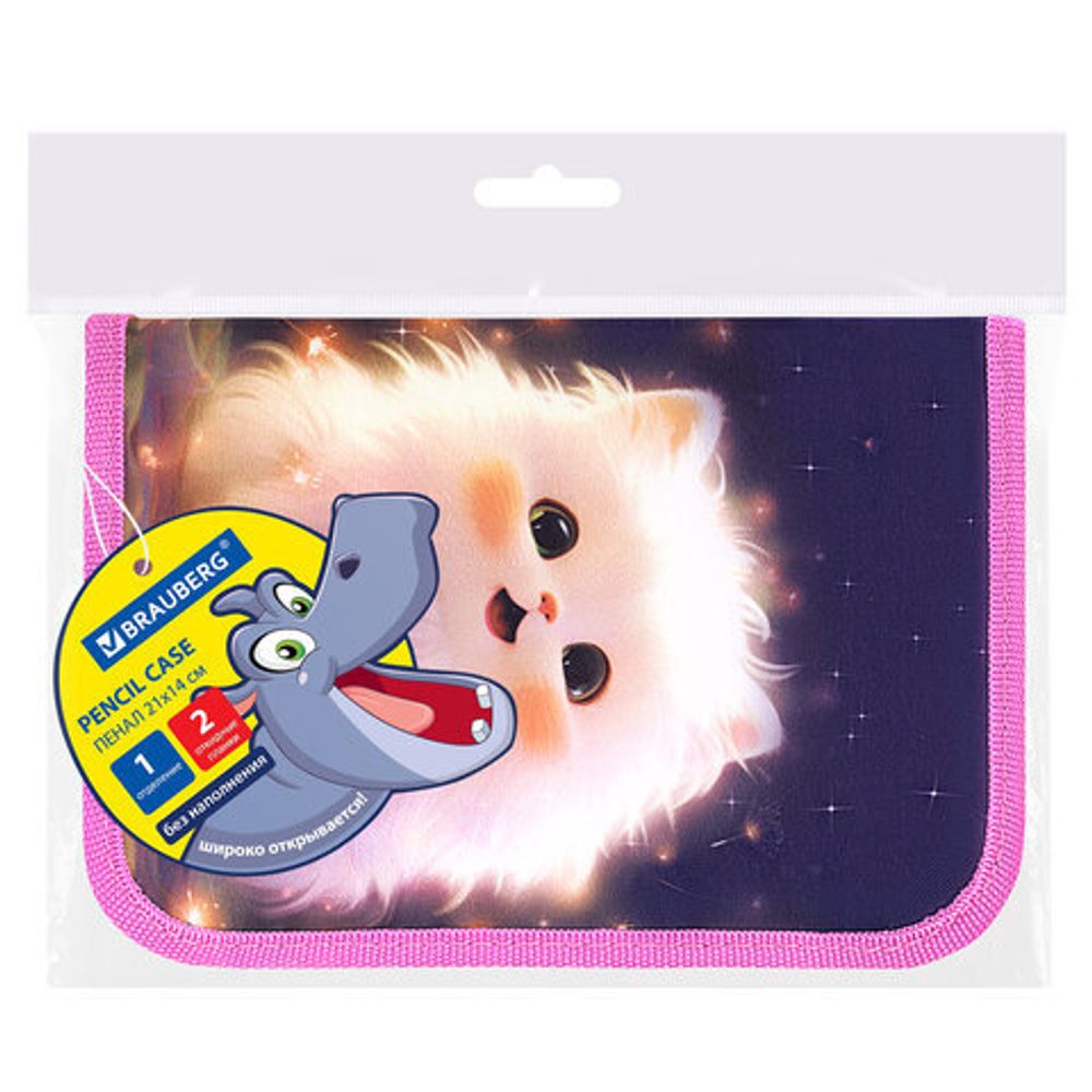 Пенал BRAUBERG, 1 отделение, 2 откидные планки, полиэстер, 21х14 см, "Tiny beauty", 273527