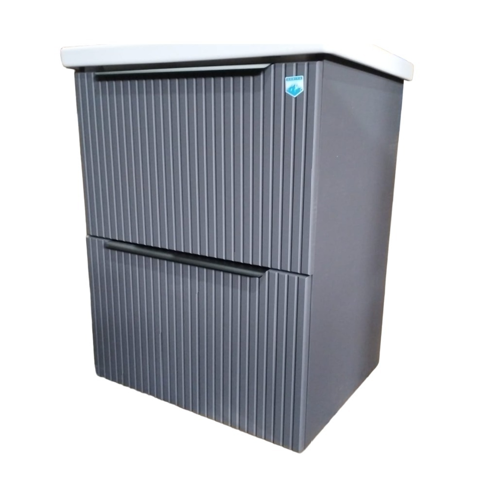 Тумба Style Геометрия Вертикаль ручка 70, напольная, 2 ящик, графит