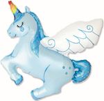 Шар (16''/41 см) Мини-фигура, Волшебный единорог, Голубой, 1 шт.