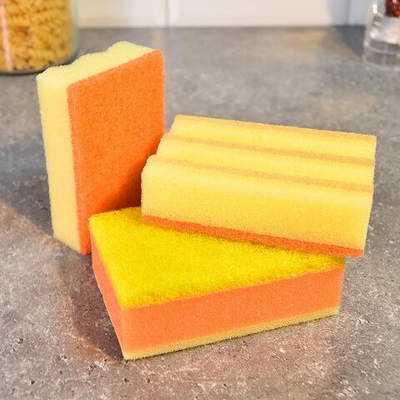 Губка для посуды 3шт 10*6,5*3см "Ежики"