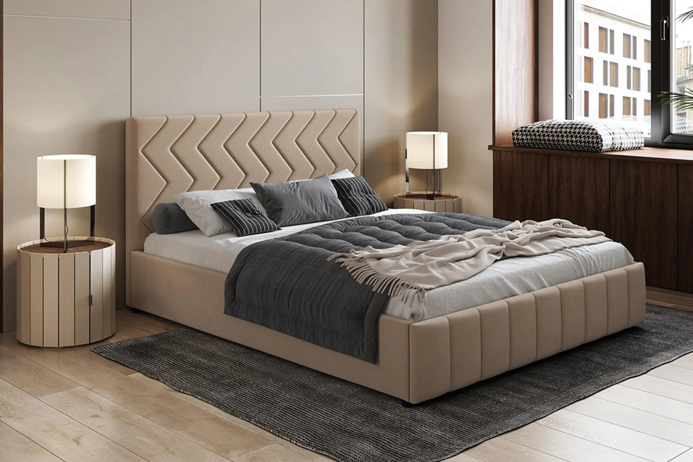 Кровать Агата, спальное место 160х200, велюр