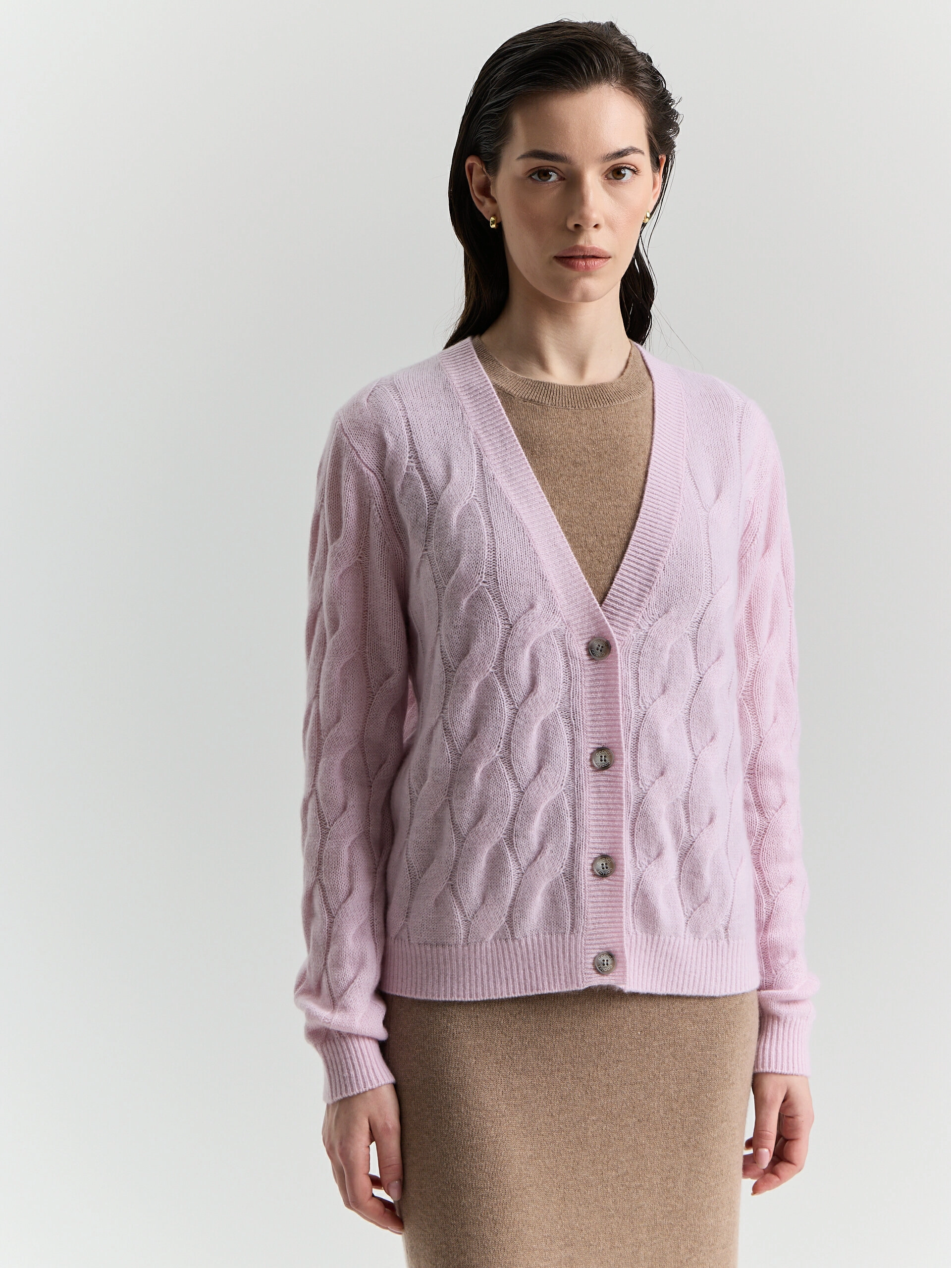 Кашемировый кардиган с косами