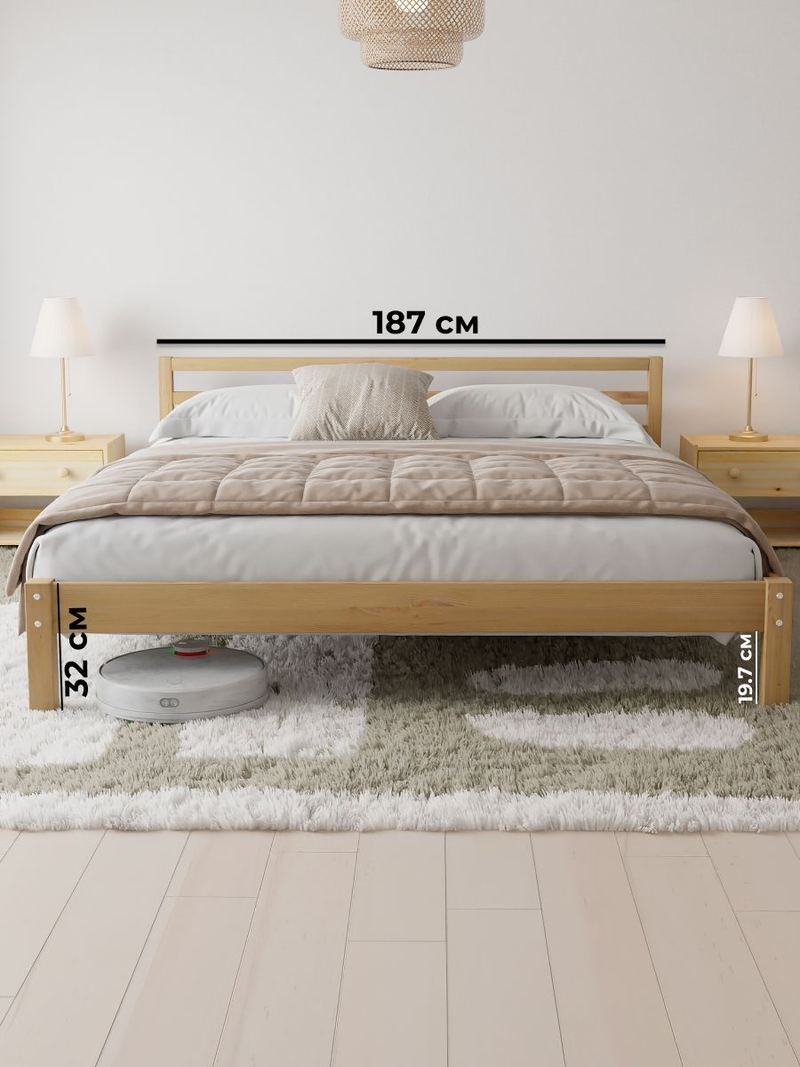 Кровать 180х200, Тарва, двуспальная, из массива дерева, с основанием, бейц, IKEA