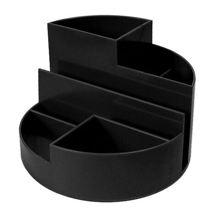 Подставка-органайзер BRAUBERG ROUND, 6 отделений, 130х130х90 мм, черная, 238101, ОР01