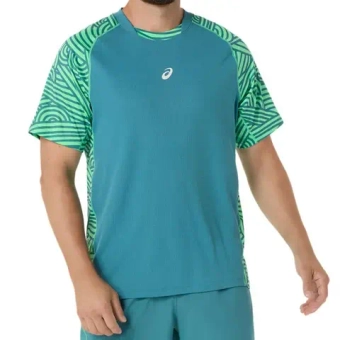 Мужская теннисная футболка Asics Padel Court All Over - misty pine/vital green
