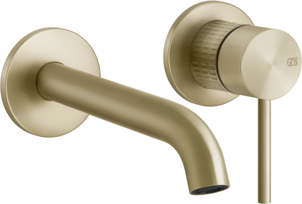 Смеситель Gessi316, однорычажный, на 1 выход, встраиваемый, ⌀65хh114 мм, внешняя часть, цвет Brass Brushed PVD