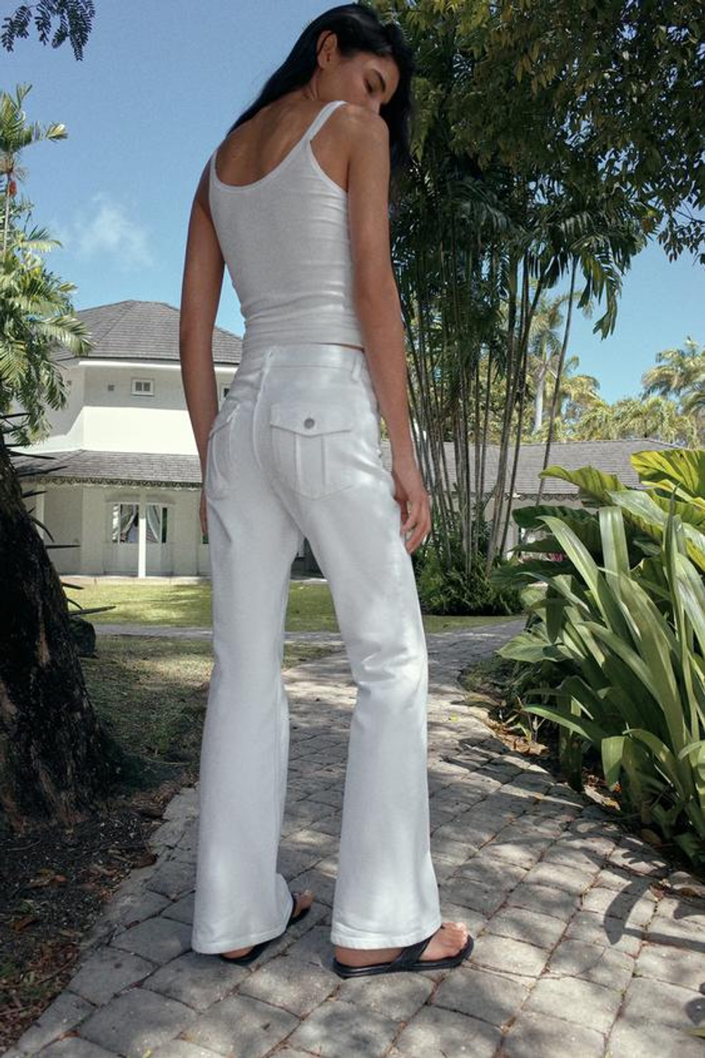 ZARA ДЖИНСЫ TRF BOOTCUT С НИЗКОЙ ПОСАДКОЙ, БЕЛЫЙ