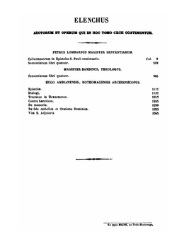 P. Lombardi Magistri Sententiarum, Parisiensis Episcopi opera omnia | Jacques-Paul Migne