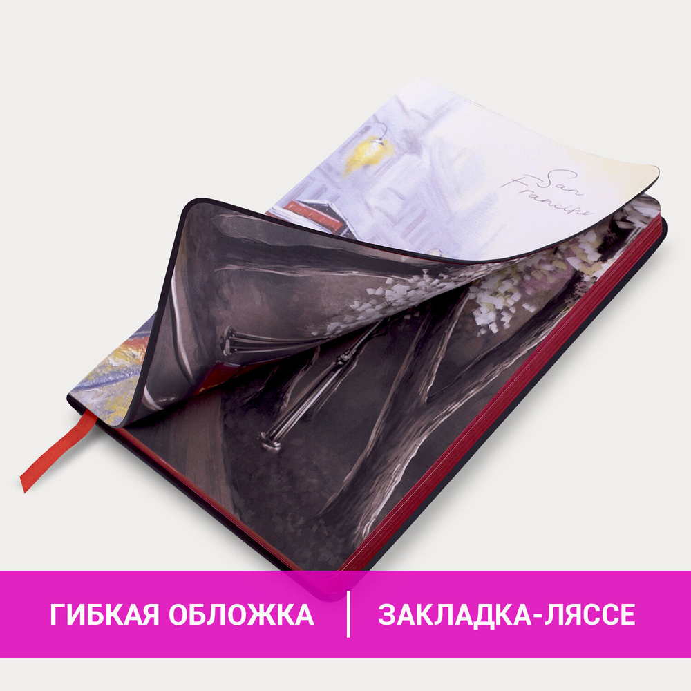 Блокнот А5 (143x210 мм) BRAUBERG VISTA "San Francisco" под кожу гибкий 80 л. (2 штуки в упаковке)