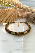 Стойка/чокер ручной работы из бисера и камня Турмалин