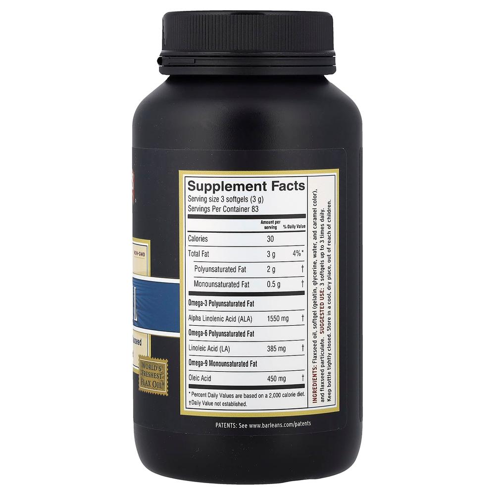Barlean's, льняное масло с содержанием лигнана, 250 мягких таблеток