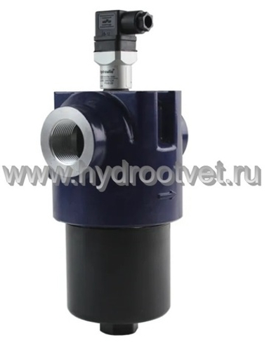 WKLFBN/HC160IE10C1.1 - Линейный фильтр гидравлический одинарный модели LF тонкость фильтрации 10 мкм, типоразмер 160, вид присоединения: резьба G11/4, материал корпуса - алюминий, рабочее давление до 100 бар, электрический индикатор загрязнения