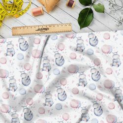 Ткань оксфорд 600 детские бегемотики