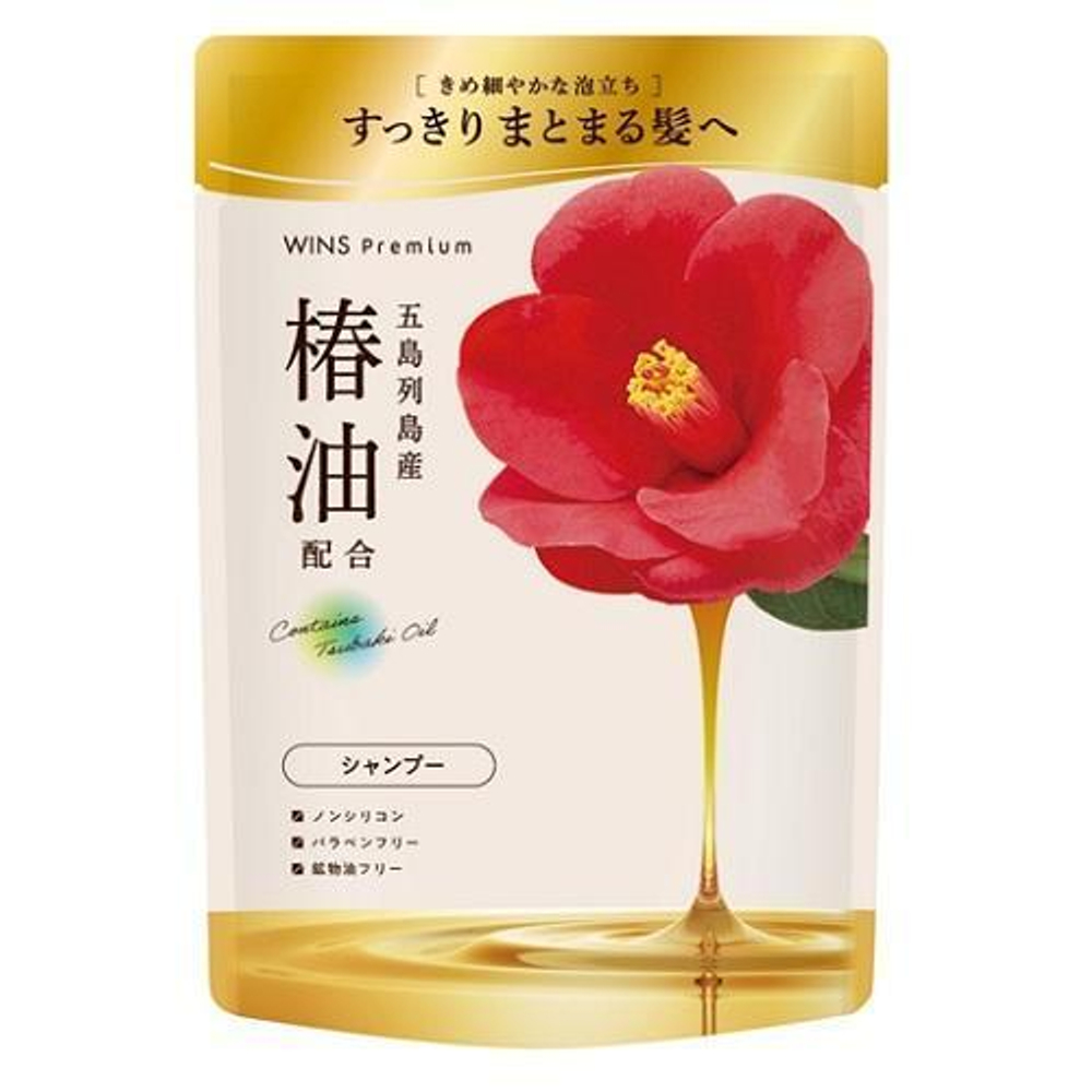 Шампунь для волос восстанавливающий с маслом Камелии 370 г Nihon Wins Premium Tsubaki Oil Shampoo (мягкая упаковка)