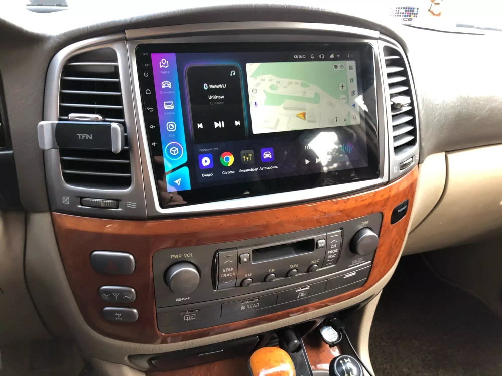 Магнитола для Toyota Land Cruiser 100, Lexus LX470 2002-2007 (климат на цветном экране) - Teyes CC3L на Android 10, 8-ядер, CarPlay, 4G SIM-слот