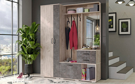 Модульная прихожая мебель Оникс ателье темное