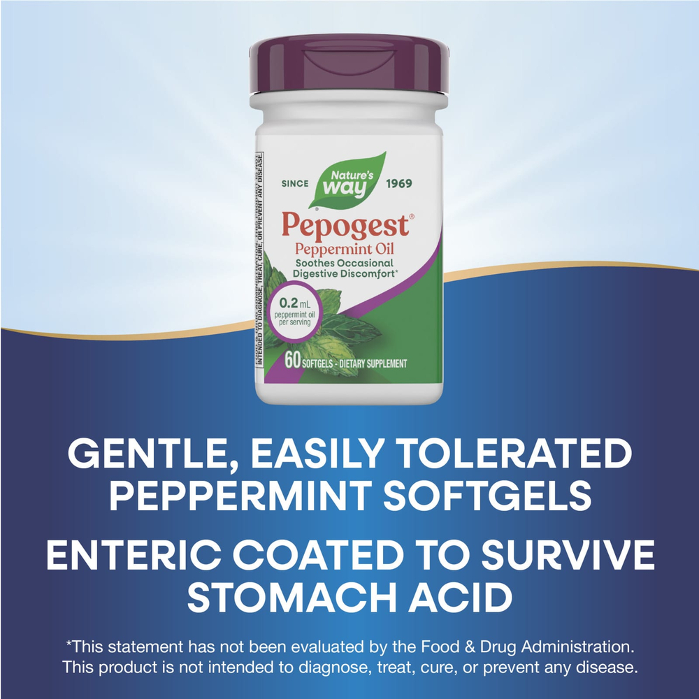 Nature's Way, Pepogest®, масло перечной мяты, 0,2 мл, 60 капсул
