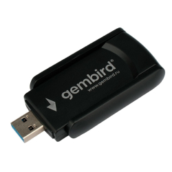 Сетевой адаптер WiFi Gembird Сетевой адаптер WiFi+Bluetooth 1.3 Гбит, двухдиап. с антеннами, USB,802.11b / a / g / c / ac,RTL8822 (WNP-UA-020)