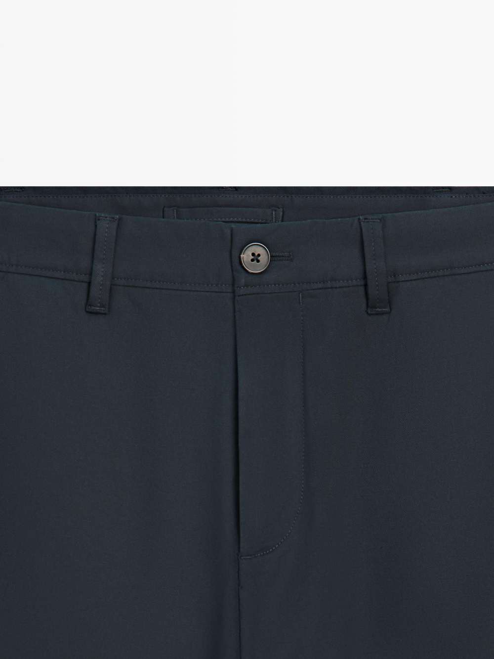 Massimo Dutti Зауженные брюки из смесовой хлопковой ткани, темно-синий