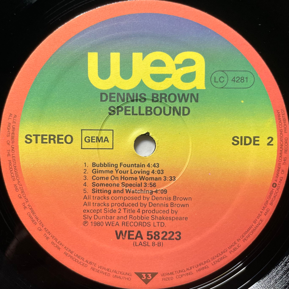Dennis Brown ‎– Spellbound (Германия 1980г.)