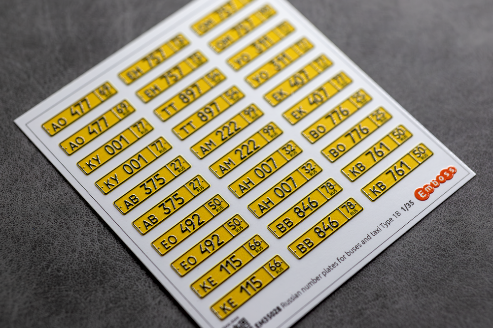 Russian bus and taxi vehicle registration plates 1/35 (3D decal)