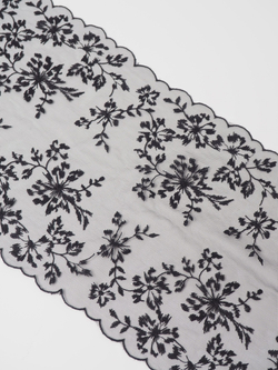 Вышивка на сетке черная неэластичная ширина 20 см