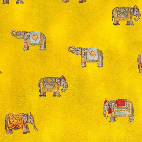 ИНДИЙСКИЕ СЛОНЫ НА ЖЕЛТОМ, 100% хлопок 1