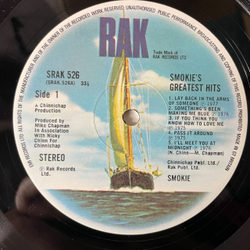 Винтажная виниловая пластинка LP Smokie Смоуки Greatest Hits (UK 1977) I'll Meet You At Midnight