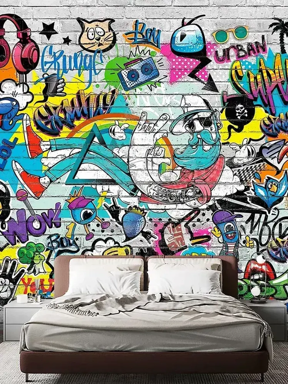 Фотообои граффити на кирпичной стене в детскую 300х270