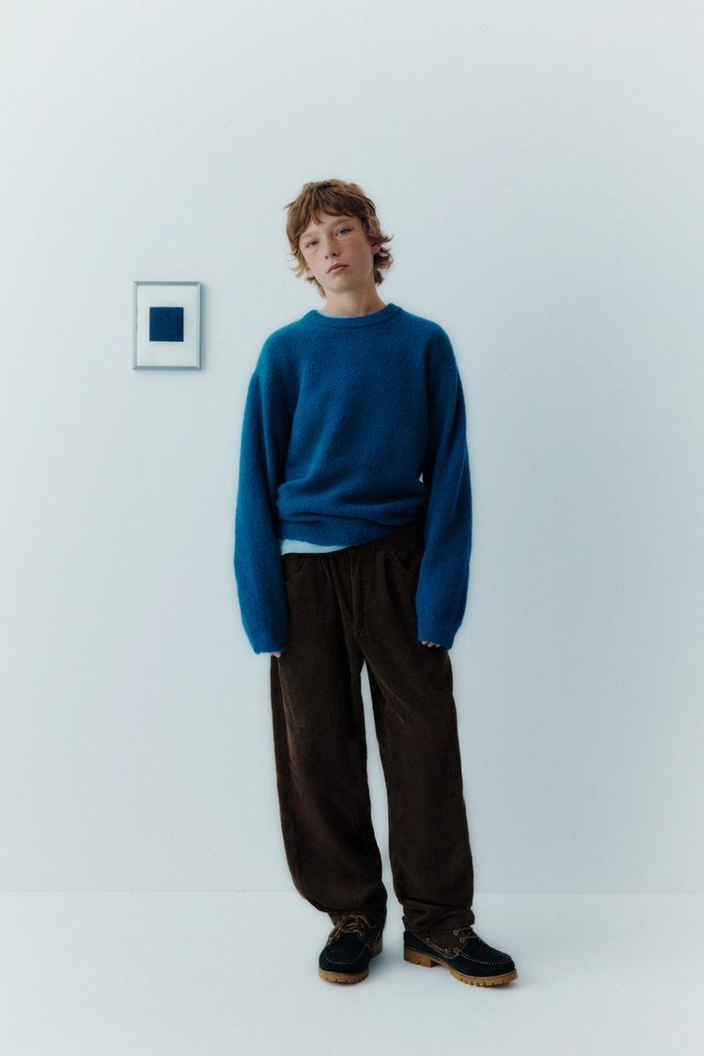 ZARA МЯГКИЙ ТРИКОТАЖНЫЙ ДЖЕМПЕР С ШЕРСТЬЮ, ЯРКО-СИНИЙ