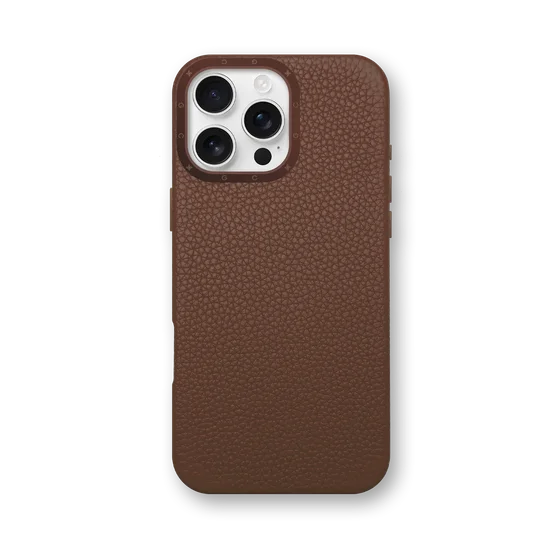 Чехол для iPhone 16 - Зернистая кожа - коричневый