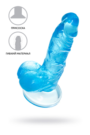 Реалистичный фаллоимитатор A-Toys by TOYFA Indy, TPE, голубой, 15,8 см