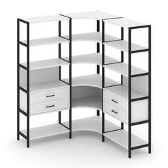 Shelf System Трехсекционный угловой стеллаж пятиярусный с ящиками SN.STMU-531 Белый/Металл Черный 15