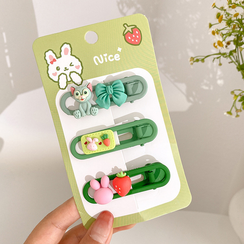 Набор заколок для волос, зеленый