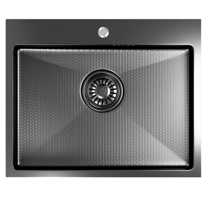Кухонная мойка 53х43  вып 3 1/2  MIXLINE PRO 22см с сифоном черный графит НАНО (552935)