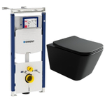 Комплект подвесной безободковый унитаз Ceramica Nova Metric CN3007MB черный матовый с сиденьем микролифт + инсталляция Geberit Duofix Sigma Plattenbau 111.362.00.5