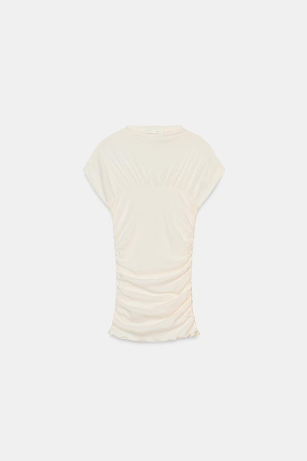 ZARA ТОП СО СБОРКАМИ, ЖЕЛТОВАТО-БЕЛЫЙ