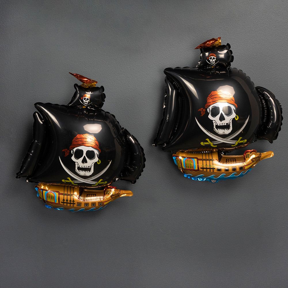 Шар (15"/38 см) Мини-фигура, Пиратский корабль, Черный