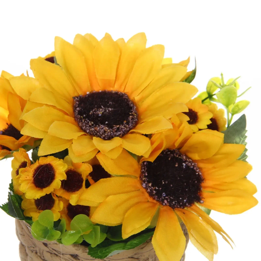 Цветочная композиция «Подсолнухи» 19*20см в керамическом горшке HL-23