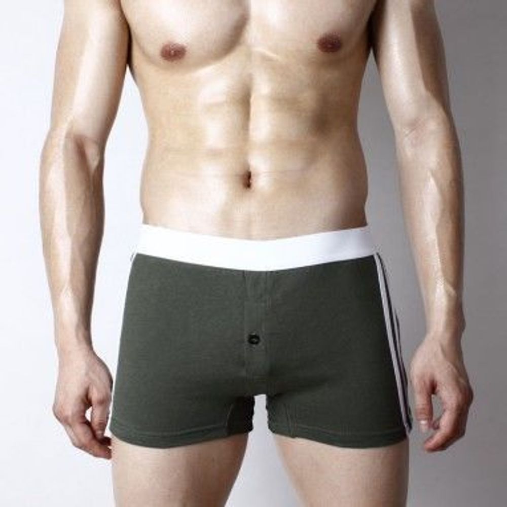 Мужские трусы домашние шорты с пуговицей Superbody Home Pants Button тёмно-злёный