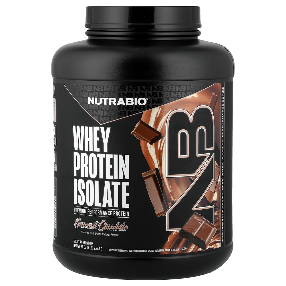 NutraBio, изолят сывороточного протеина, со вкусом изысканного шоколада, 2268 г (5 фунтов)