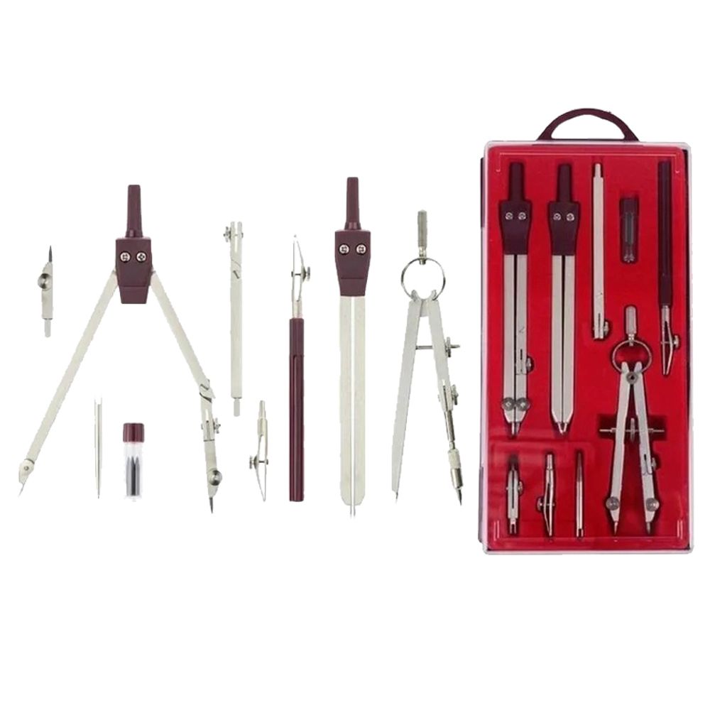 Готовальня Basir 9 предметов, 3 циркуля с запасными частями, 13.5 см Готовальня Basir 9 предметов, 3 циркуля с запасными частями, 13.5 см