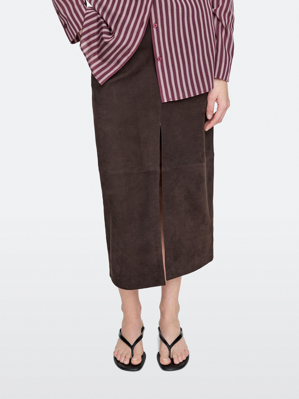 Massimo Dutti Сандалии на среднем каблуке с разделителем для пальцев ног, черный