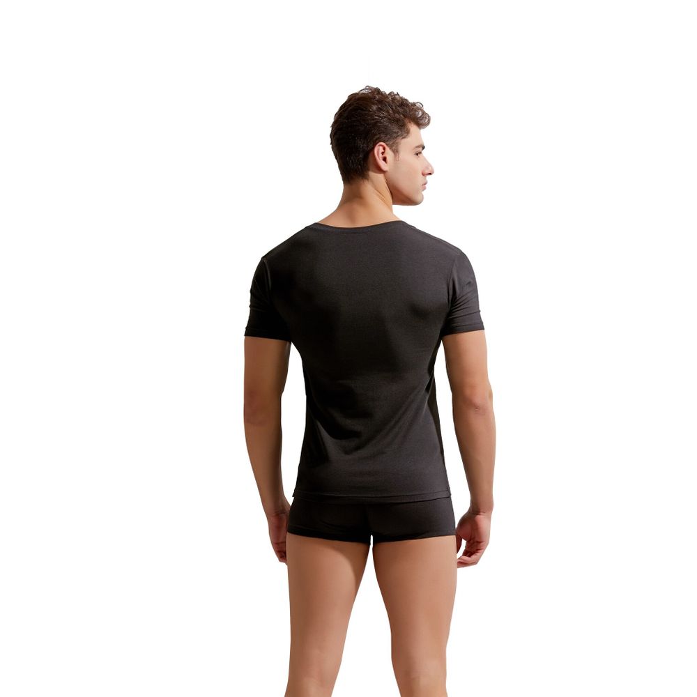 Мужская футболка черная с глубоким V-вырезом GAUVINE 5003